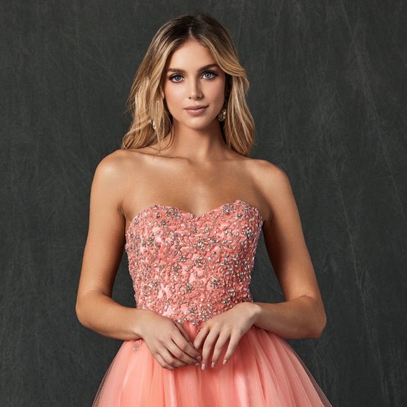 NEW OFF SHOULDER SLEEVELESS BABY DOLL DRESS EMBROIDERED WITH RHINESTONES JT 787 - Picture 1 of 8